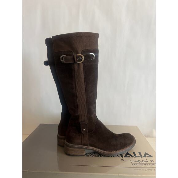 Aquatalia by Marvin K brown suede tall riding boots Size 7 1/2 - Picture 5 of 14